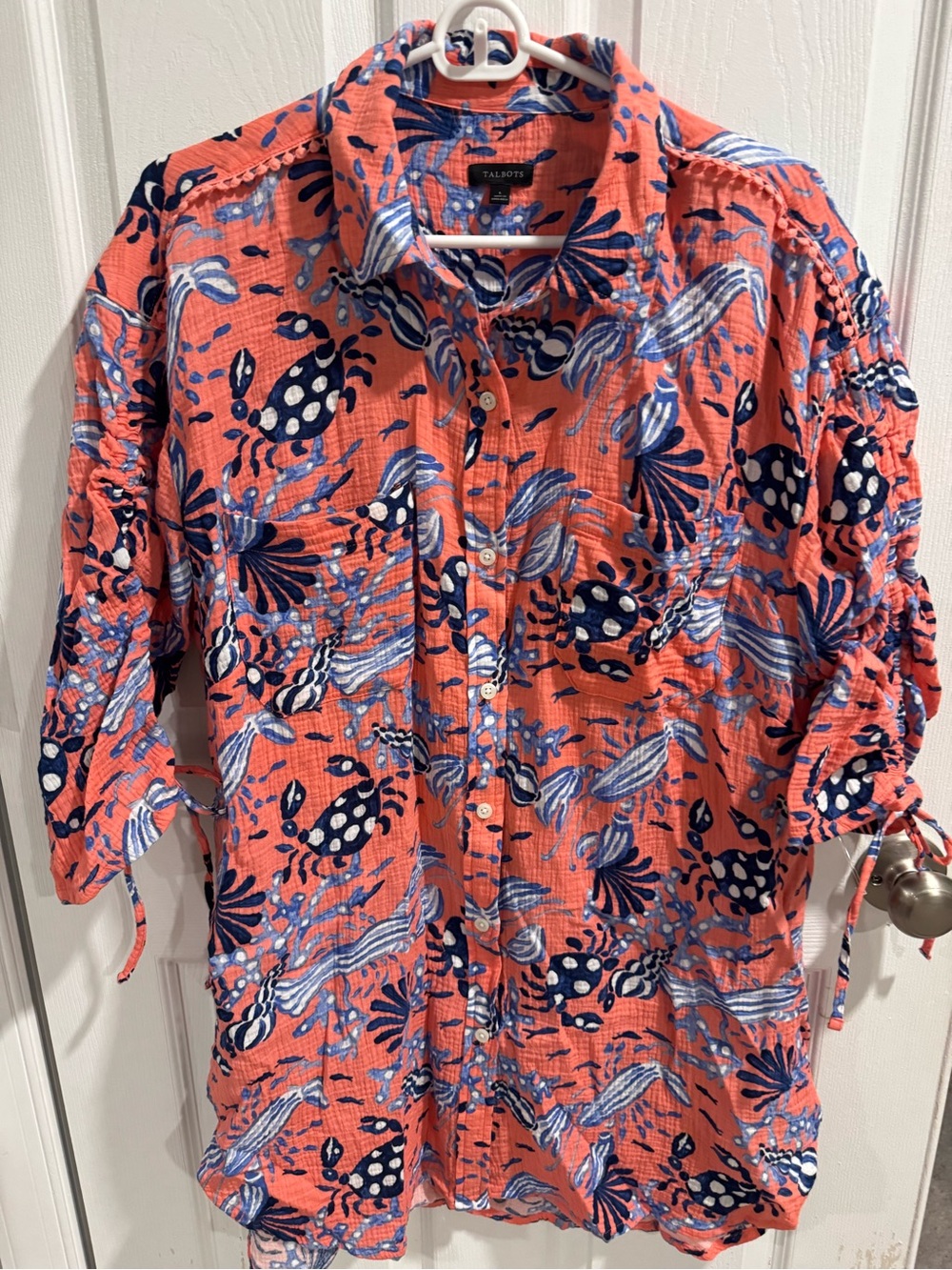 Talbots Coral Ocean Crab Swim Cover-Up